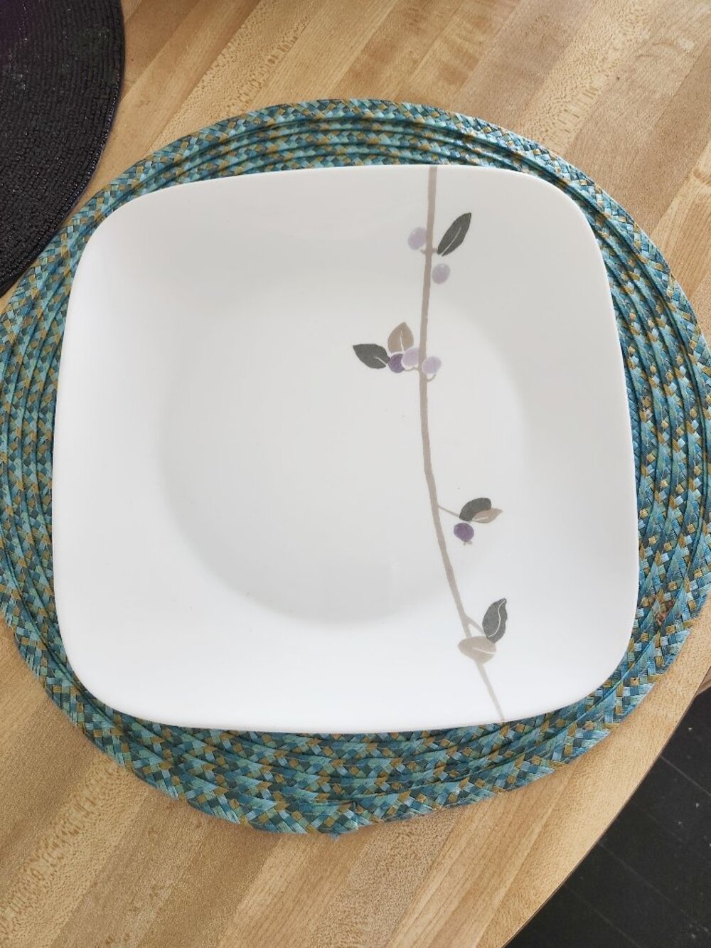Corelle Midnight Garden Dinner Plate Green and Black Orchids Art Nouveau